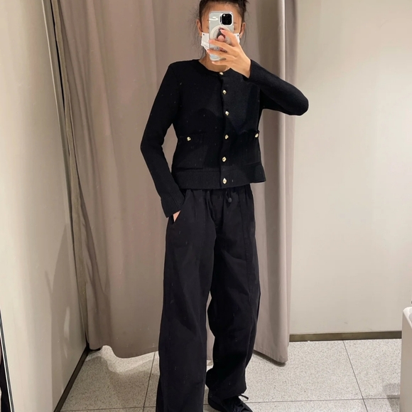 NWT Zara Knit Cardigan With Gold Button - Picture 11 of 16